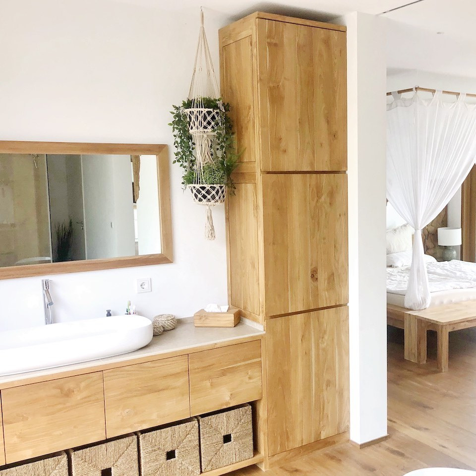 Bad Schrank Salerno Aus Teak Massivholz · Moebel Kolonie for Badezimmer Schrankwand