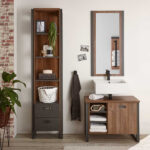 Badezimmermöbel Im Industrie Design - Eiche Dunkel &amp; Grau inside Badezimmer Möbel Industrial