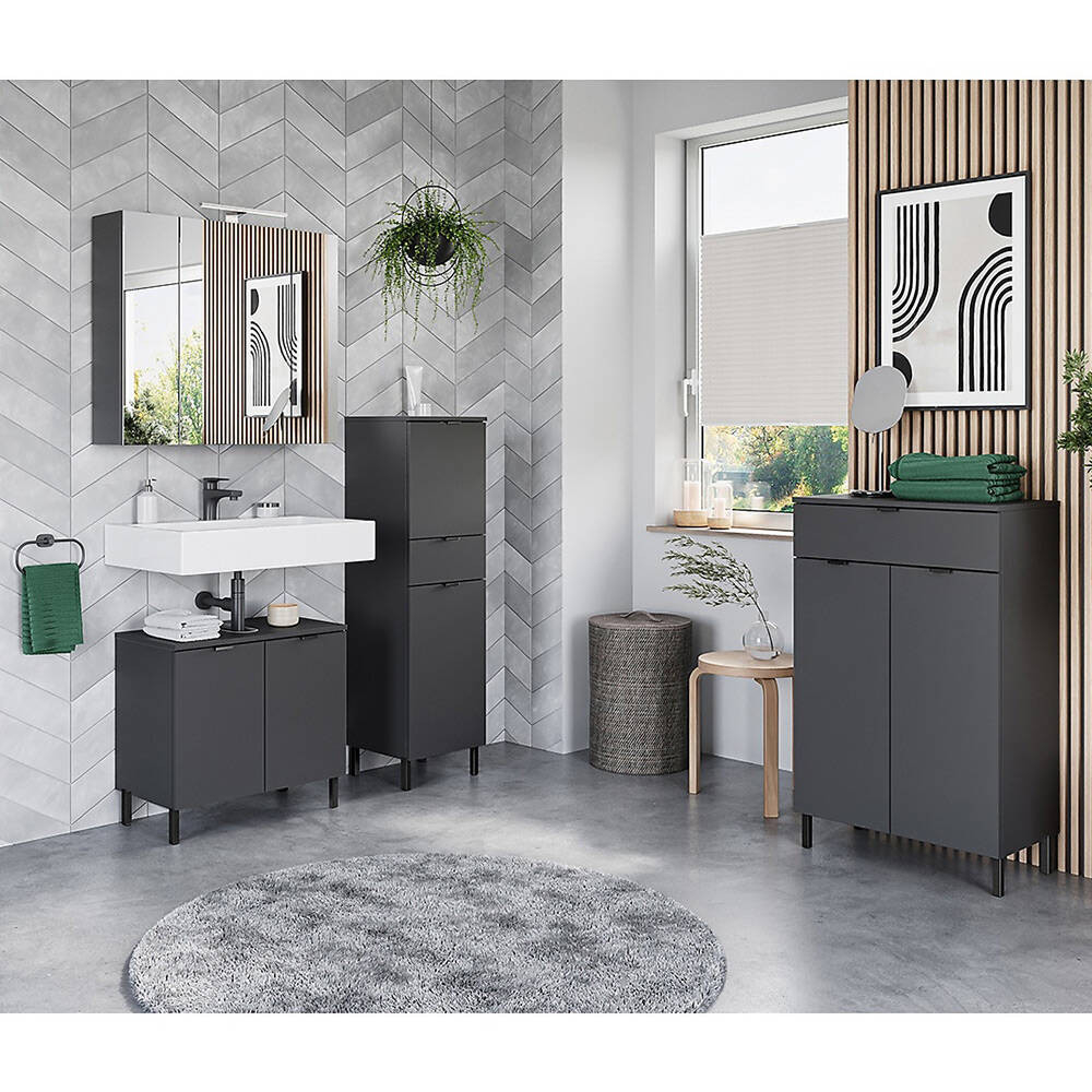 Badkommode Ashton-01 - In Grau throughout Badezimmer Kommode