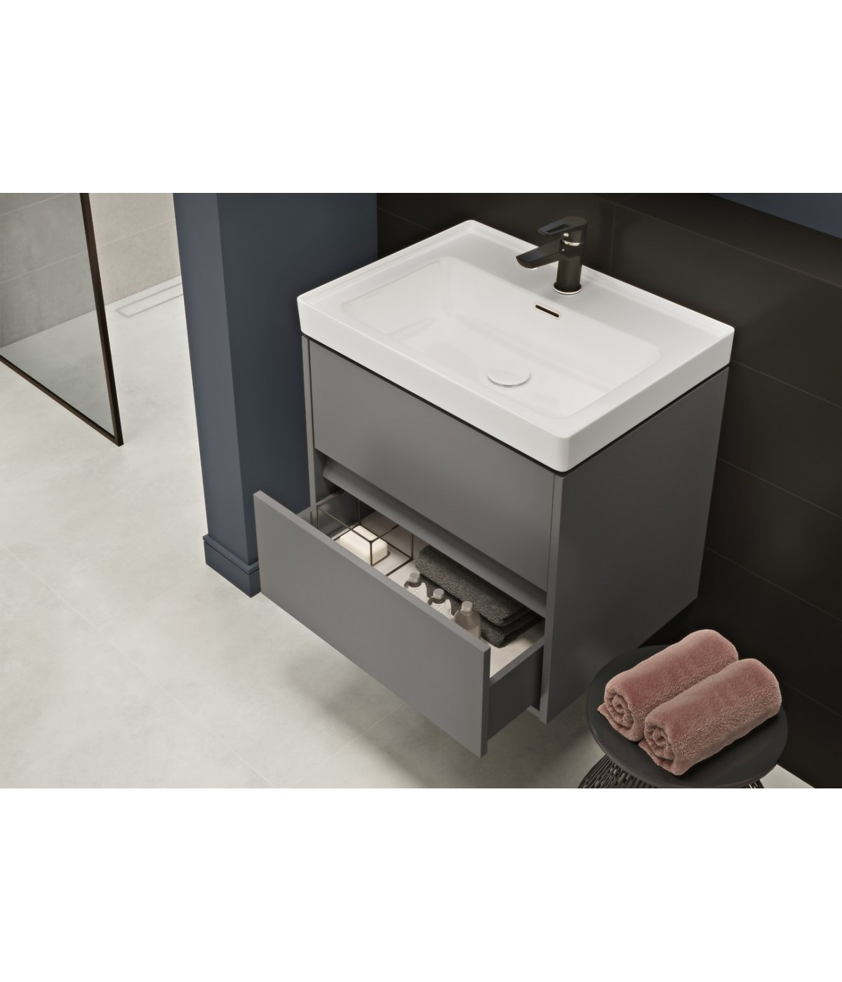 Badmöbel Set Creaz 50 Waschbecken-Unterschrank Mit Waschbecken, 2 intended for Badezimmer Unterschrank Schubladen