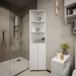 Badschrank Fynn Weiß 51.5 X 175 Cm Eckschrank Mit 2 Türen Vicco inside Badezimmer Eckschrank