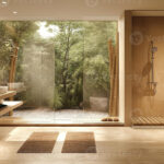 Ein Minimalistisch Zen Badezimmer Mit Natürlich Stein, Bambus within Badezimmer Bambus