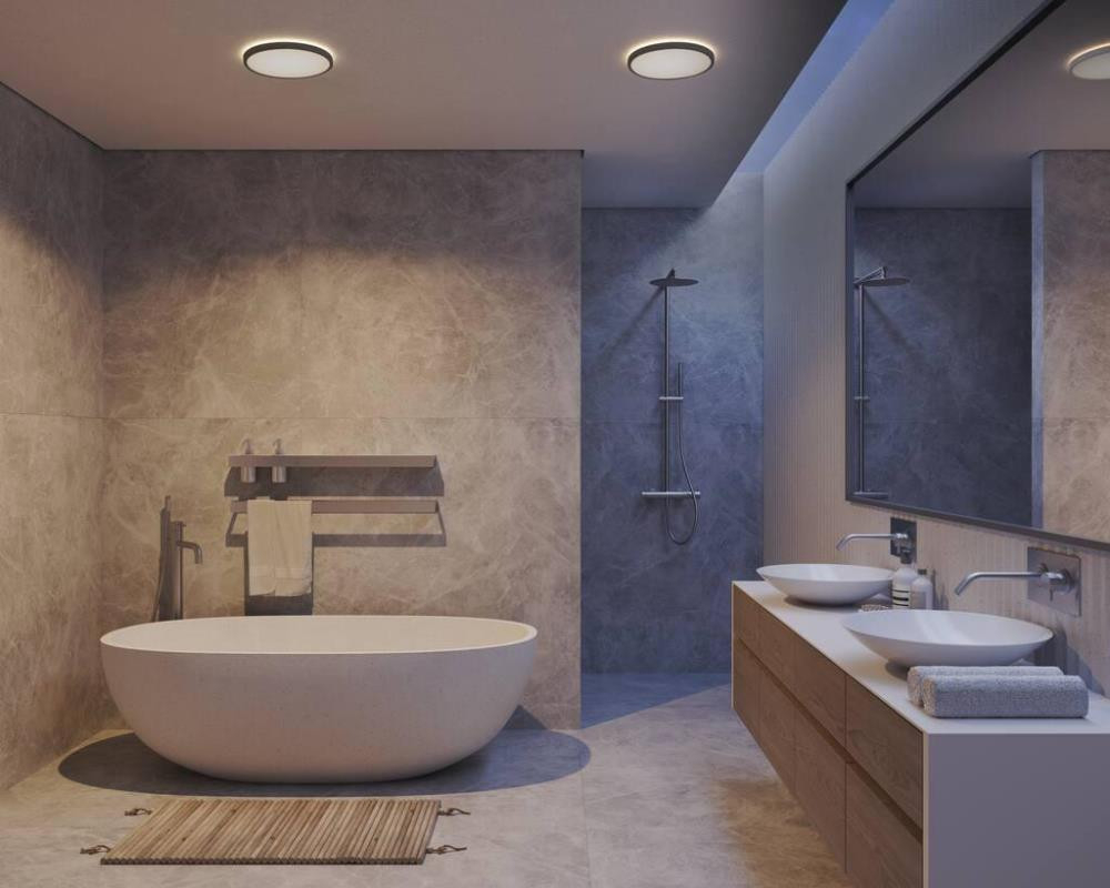 Flache Leistungsstarke Led-Badezimmer Deckenleuchte Schaltbar Schwarz with regard to Badezimmer Deckenbeleuchtung Led