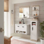 Landhaus Bad Kombi Möbelset In Weiß & Pinie – Doules (Vierteilig) Within Badezimmer Landhausstil Weiss