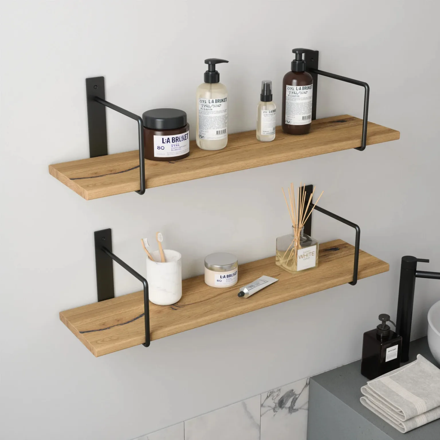 Massivholz Wandregal Linar - Wildeiche - Wohnholz Design for Wandregal Badezimmer Holz