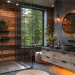 Modern Badezimmer Zeigen Rustikal Eleganz Mit Wald Aussicht Und With Badezimmer Rustikal