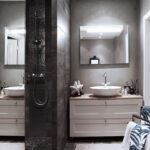 Modernes Bad In Grau Mit Offener Dusche … – Bild Kaufen – 12486762 In Modern Badezimmer Grau