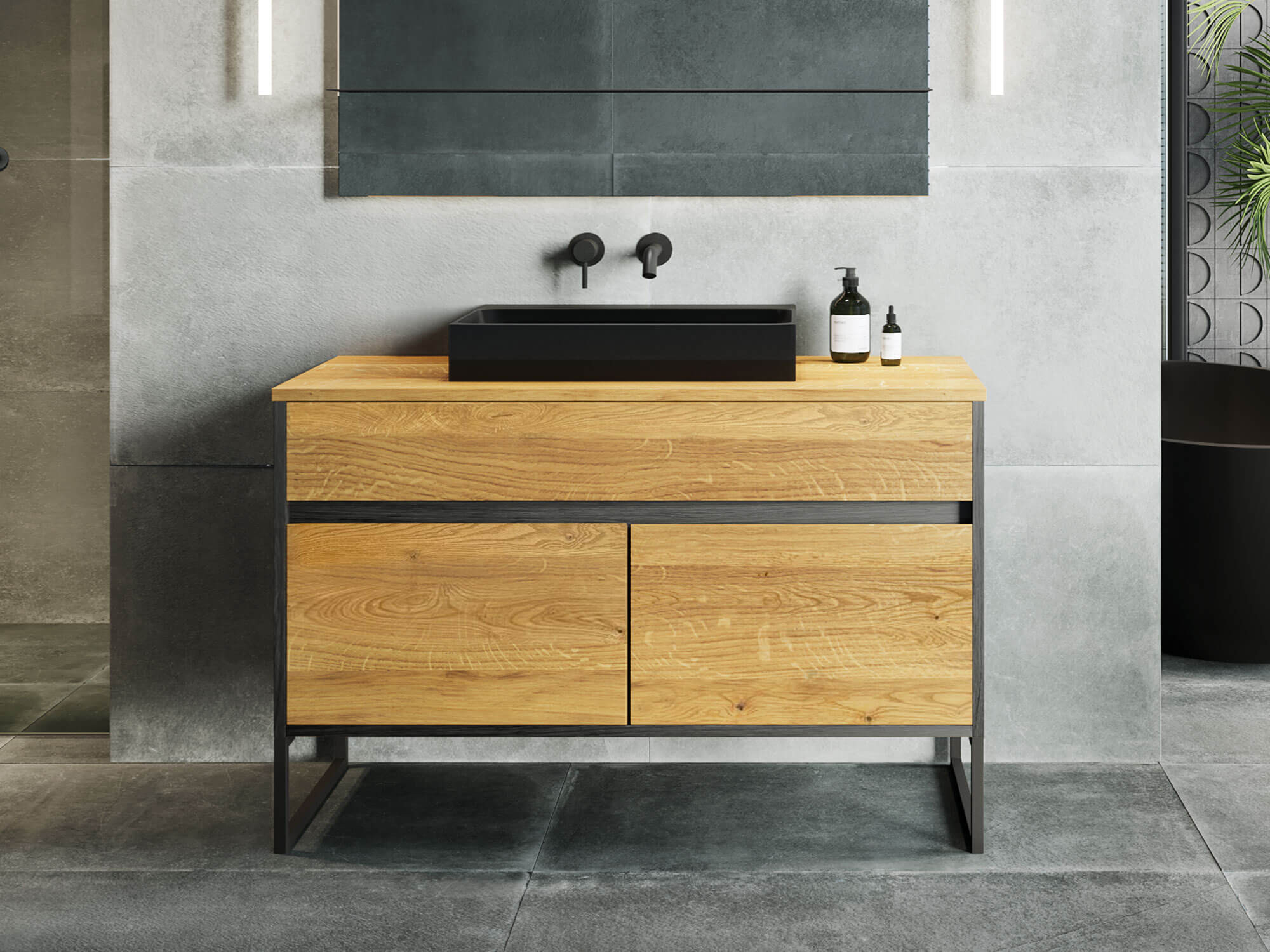 Sam | Pure Kollektion" Waschtischunterschrank Wildeiche Schwarz pertaining to Badezimmer Unterschrank Mit Waschbecken