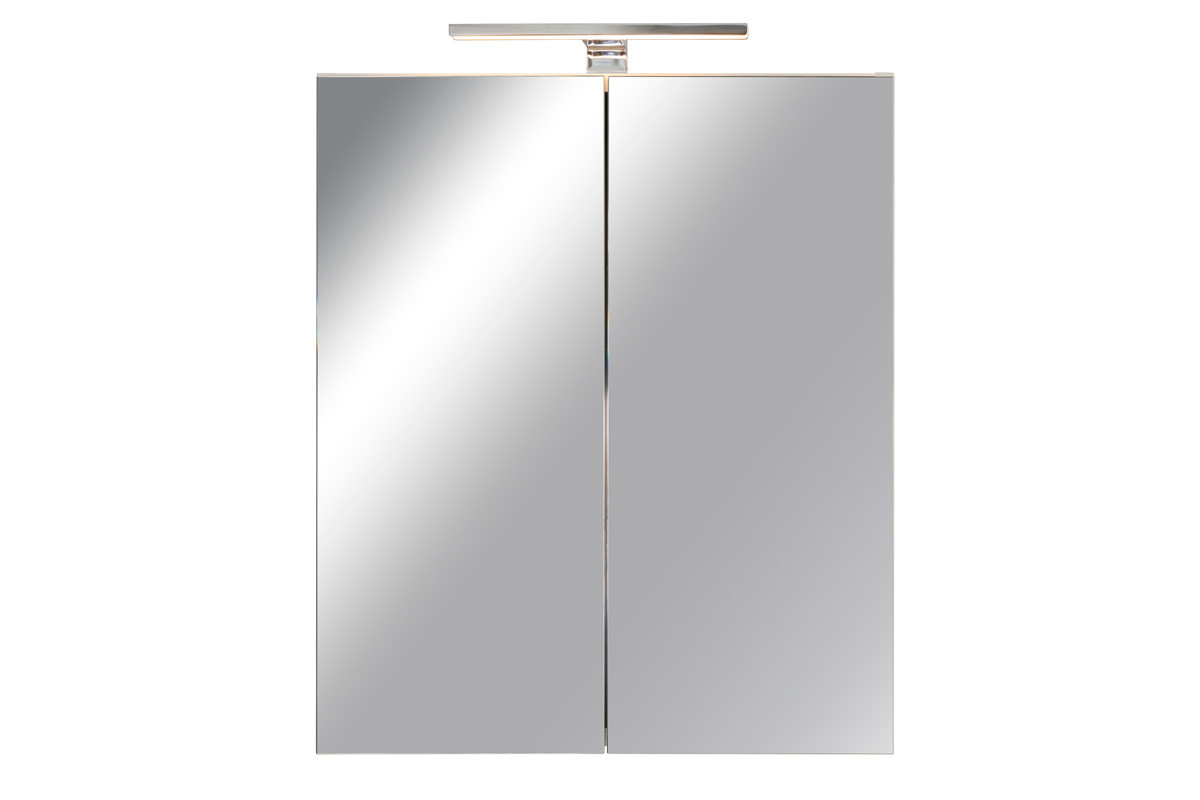 Spiegelschrank Bad, Breite: 60 Cm, Tür Doppel Verspiegelt Inkl. Led-Leuchte  Chrom Glanz for Badezimmer Spiegelschrank 60 Cm Breit