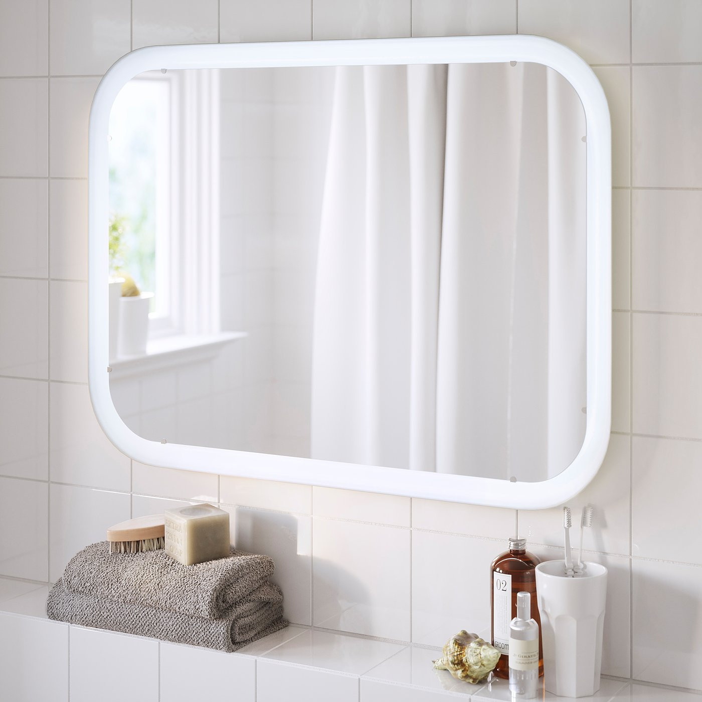 Storjorm Mirror With Built-In Light, White, 31 1/2X23 5/8" - Ikea inside Badezimmer Lampe Ikea