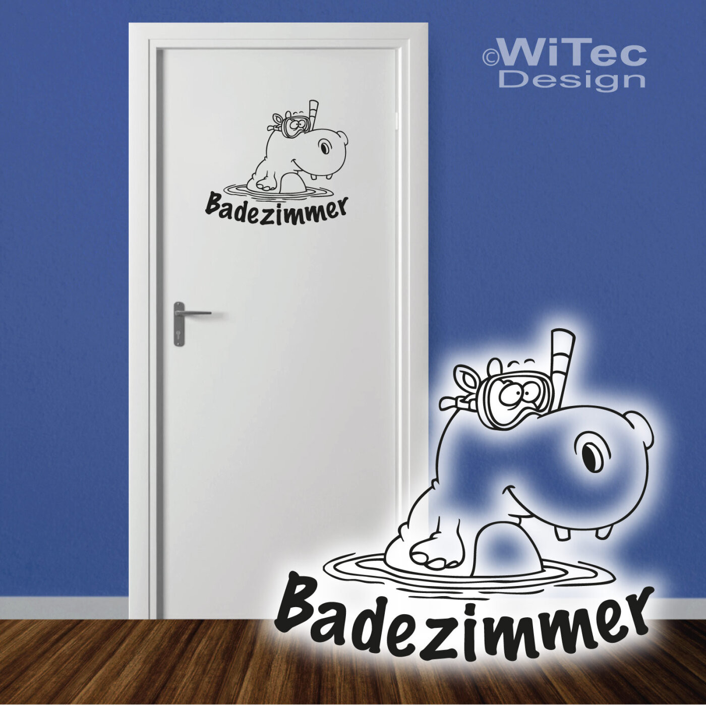 Türaufkleber Badezimmer Hippo | Abc-Aufkleber.de inside Badezimmer Aufkleber