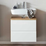 Waschbecken Unterschrank Mit Klappe &amp; Schublade In Weiß within Badezimmer Unterschrank Schubladen