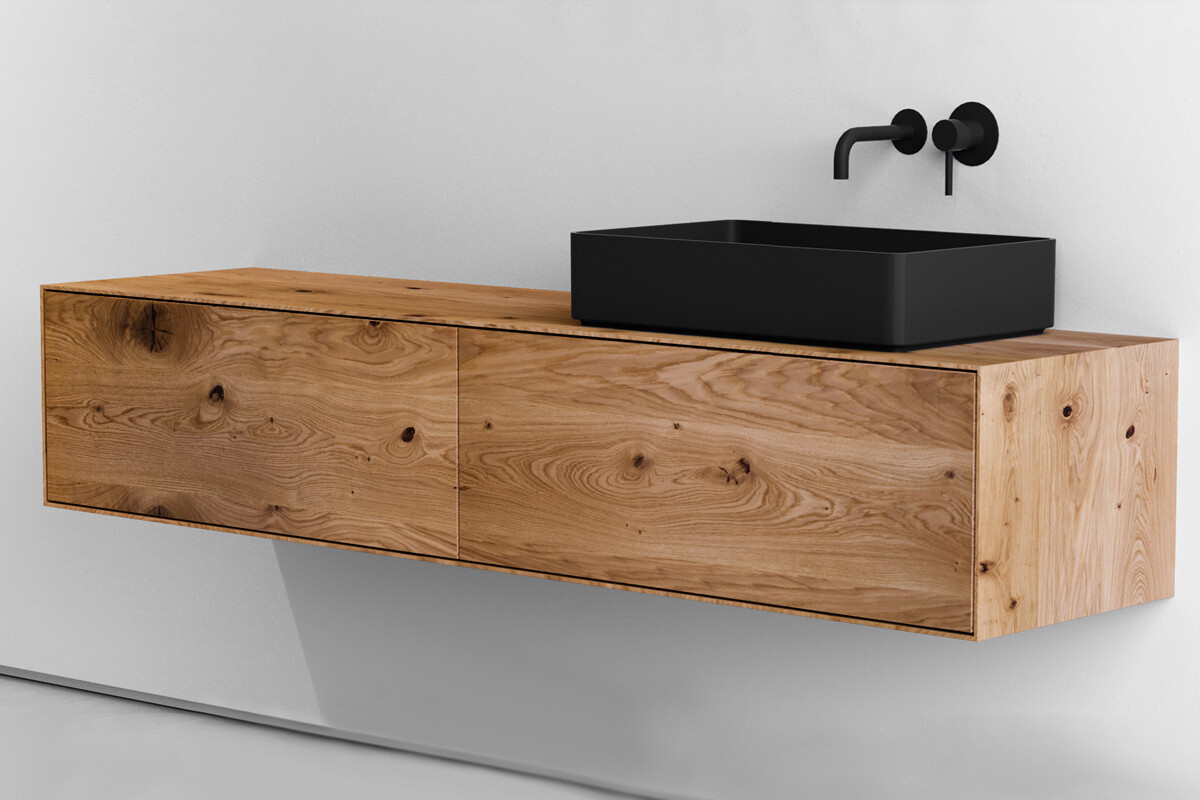 Waschbeckenunterschrank Eiche 2 Schubladen [One-Bath] within Badezimmer Unterschrank Schubladen